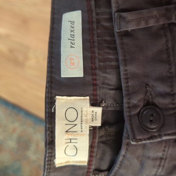 Anthropologie Relaxed Chino Size 27 Dark Brown Side Stripe Stretch - Picture 3 of 4